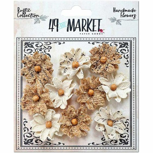49 and Market - Flowers - Rustic Collection - Rustic Canvas and Burlap Small Blooms (10 pk)