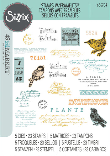 Sizzix - 49 and Market Stamps with Framelits - Bird Song (666704)