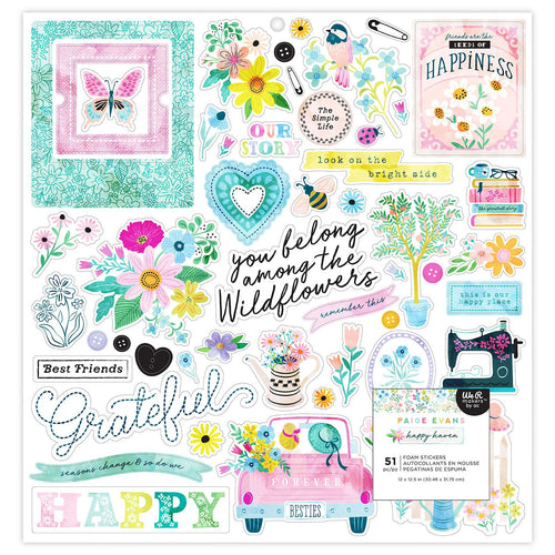 American Crafts - Paige Evans - Happy Haven - Foam Stickers (51pcs)