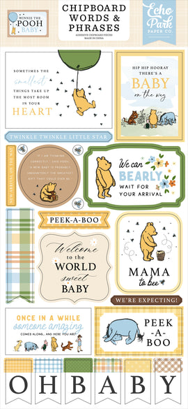Echo Park - Winnie the Pooh Baby - Chipboard Words & Phrases