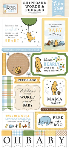 Echo Park - Winnie the Pooh Baby - Chipboard Words & Phrases