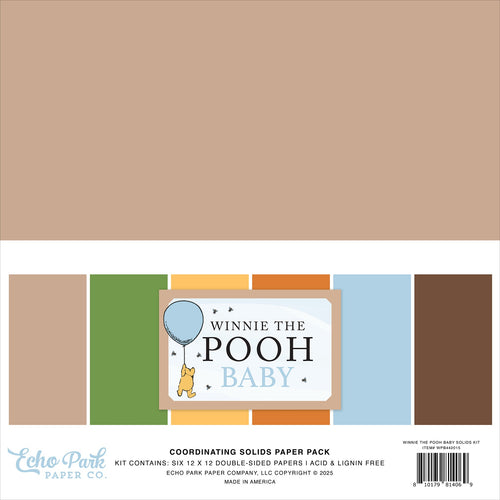 Echo Park - Winnie the Pooh Baby - 12x12 Collection Pack Solids (6 Sheets)
