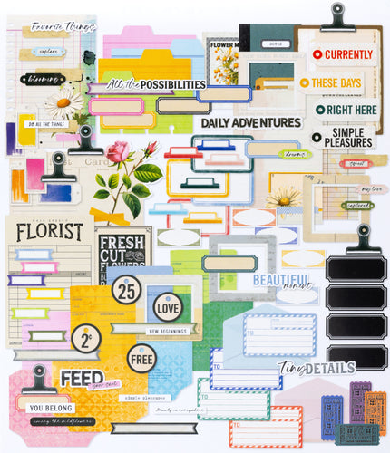 49 and Market - The Flower Emporium - Ephemera Bits "Journaling" (112pcs)