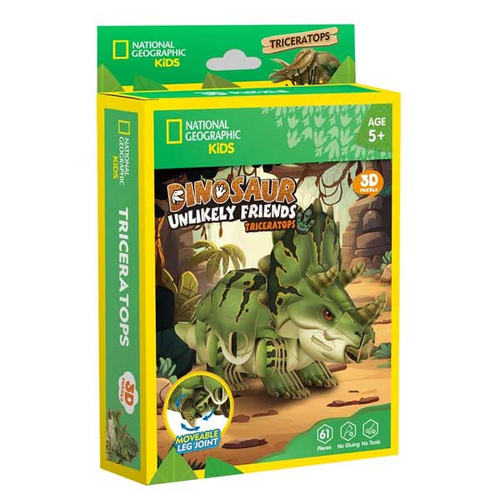 National Geographic - 3D Jigsaw Puzzle - Dinosaur Unlikely Friends - Triceratops