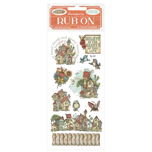 **Pre-Order** Stamperia - Furry Friends - Rub-ons "Houses" (ETA Beg Nov 25)