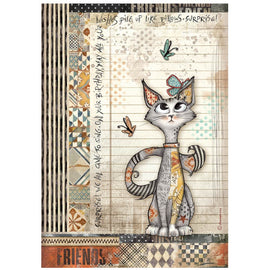 **Pre-Order** Stamperia - Furry Friends - A4 Rice Paper - Cat and Butterfly (ETA Beg Nov 25)