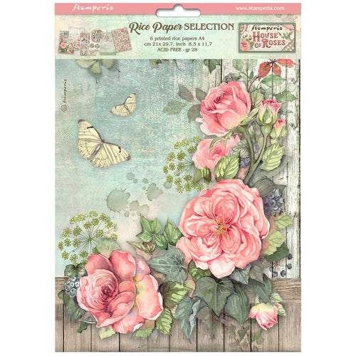 Stamperia - House of Roses - A4 Assorted Rice Papers (6 Sheets)