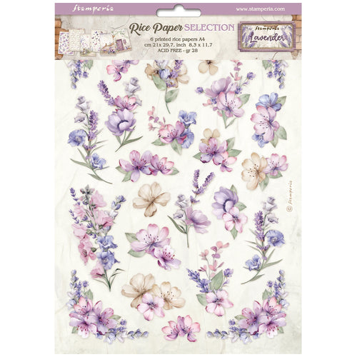 Stamperia - Lavender - A4 Assorted Rice Papers (6 Sheets)