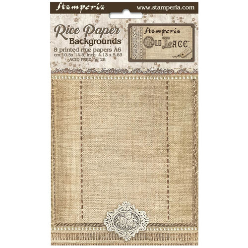 Stamperia - Old Lace - A6 Assorted Rice Papers "Backgrounds" (8 Sheets)