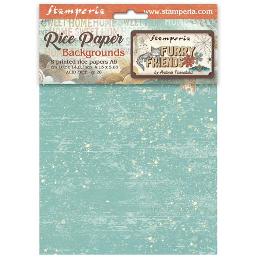 **Pre-Order** Stamperia - Furry Friends - A6 Assorted Rice Papers "Backgrounds" (8 Sheets) (ETA Beg Nov 25)