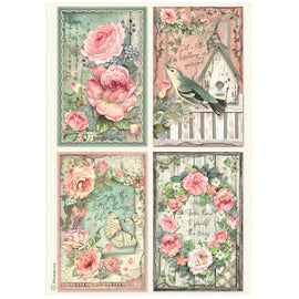 Stamperia - House of Roses - A4 Rice Paper - 4 Cards