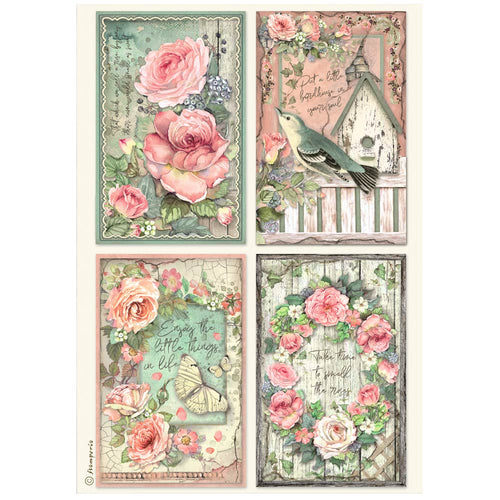 Stamperia - House of Roses - A4 Rice Paper - 4 Cards