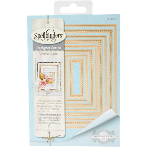 Spellbinders -Shapeabilities Dies by Becca Feeken - Venise Lace Hemstitch Rectangles