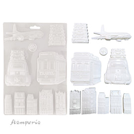 Stamperia - Art of Travelling - Soft Mould A4 Size - Transports