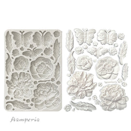 Stamperia - Old Lace - Silicon Mould A5 - Butterfly and Flowers