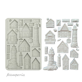 Stamperia - Silent Sea - Silicon Mould A5 - Houses and Lighthouse