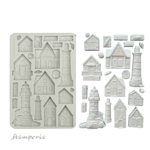 Stamperia - Silent Sea - Silicon Mould A5 - Houses and Lighthouse