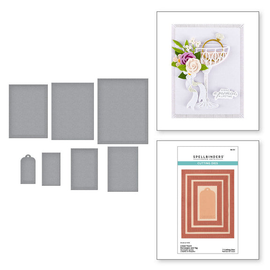 Spellbinders - Happier Hour Collection - Die Set - Linear Touch Rectangles and Tag 7pc
