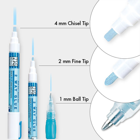 Kuretake - Zig Memory System 2 Way Glue Pen - 3pc Set