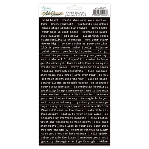 Mintay - Art Journal Essentials - 6x12 Paper Stickers - Phrases 1 "Black"