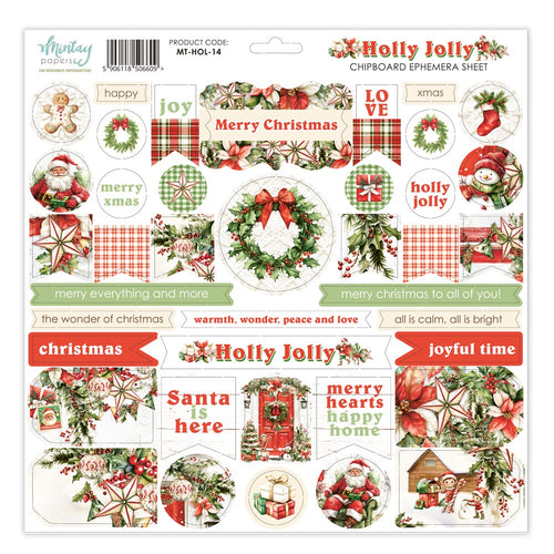 Mintay - Holly Jolly - 12x12 Chipboard Ephemera Sheet