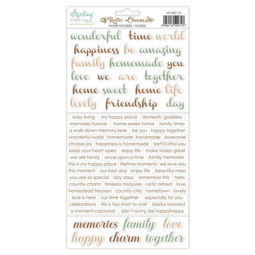 Mintay - Rustic Charms - 6x12 Paper Stickers "Words"