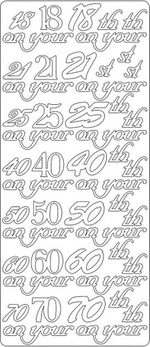 PeelCraft Stickers - Birthday Numbers Asst - Silver (PC2637S)