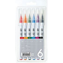 Kuretake - Zig Clean Color Real Brush - Basic 6 Colors Set