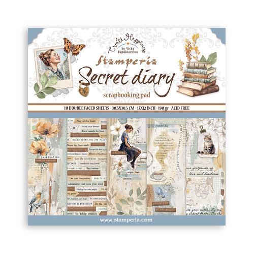 Stamperia - Create Happiness Secret Diary - 12x12 Paper Pack