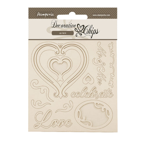 Stamperia - Timeless - Decorative Chips (14x14cm) - Hearts