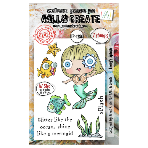 AALL & Create - A7 Photopolymer Clear Stamp Set #1280 - Emily's Splash (7pcs)