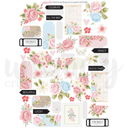 Uniquely Creative - Patchwork Roses - A4 Cut-A-Part Sheet