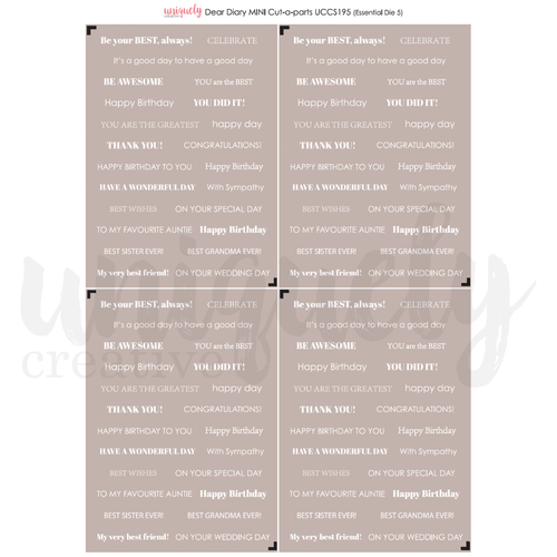 Uniquely Creative - Dear Diary - A4 Mini Cut-A-Part Sheet