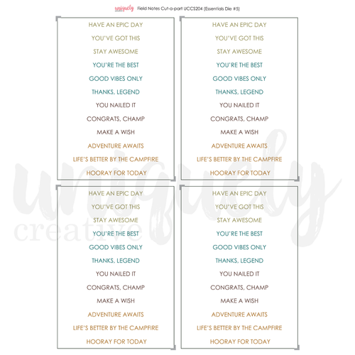 Uniquely Creative - Field Notes - A4 Mini Cut-A-Part Sheet