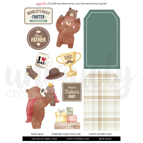 Uniquely Creative - Father's Day Papa Bear - A4 Cut-A-Part Sheet