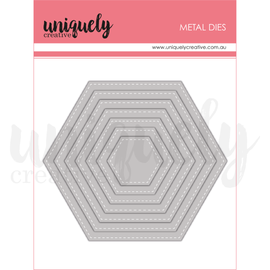 Uniquely Creative - Indigo Bloom - Stitched Nesting Hexagon Die Set (7pc)