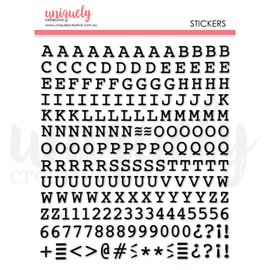 Uniquely Creative - Puffy Alpha Stickers - Black  Uppercase
