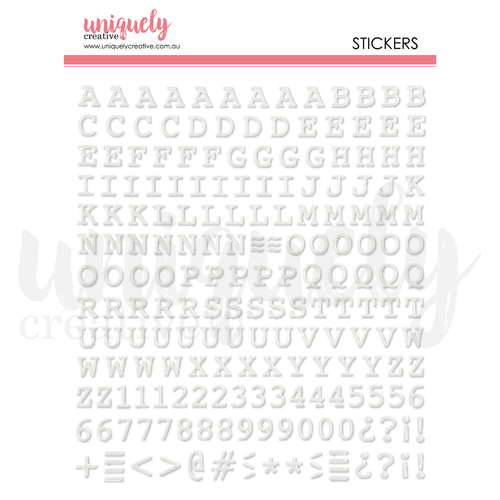 Uniquely Creative - Puffy Alpha Stickers - White Uppercase