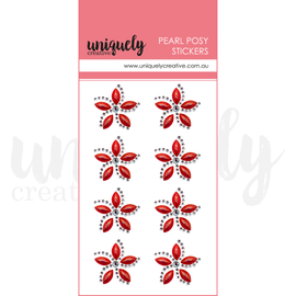 Uniquely Creative - Merry and Bright - Pearl Posy Stickers (Gems) - Christmas Red
