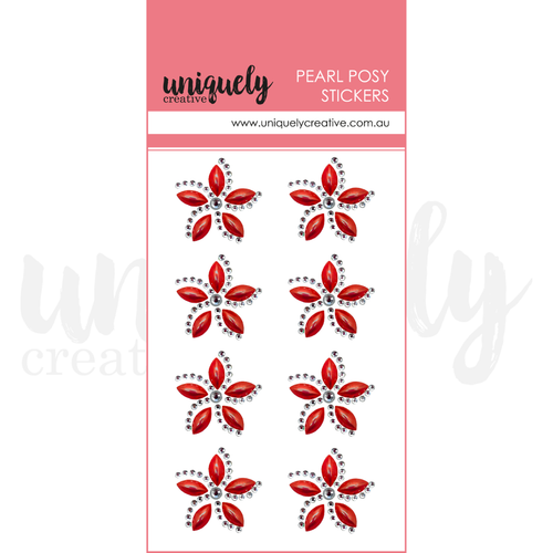 Uniquely Creative - Merry and Bright - Pearl Posy Stickers (Gems) - Christmas Red