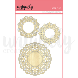 Uniquely Creative - Merry and Bright - Lace Doiley Laser Cut Wooden Stickers