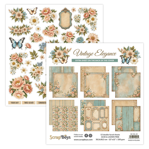 Scrapboys - Vintage Elegance - 12x12 Paper Pad
