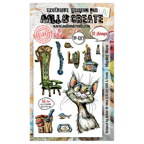 AALL & Create - A6 Photopolymer Clear Stamp Set #1272 - Mischief Meow (10pcs)
