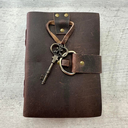 Handmade Leather Journal - 5"x7" With Metal Key Closure