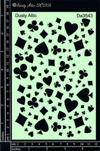 Dusty Attic - Stencil - Alice #3 Card Suits