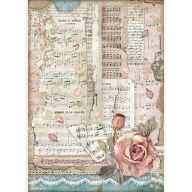 Stamperia - Passion - A4 Rice Paper "Roses and Music"