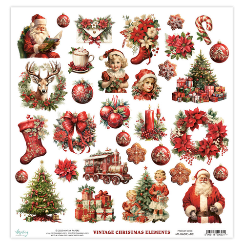 Mintay - 12x12 Elements (Cut Aparts) - Vintage Christmas