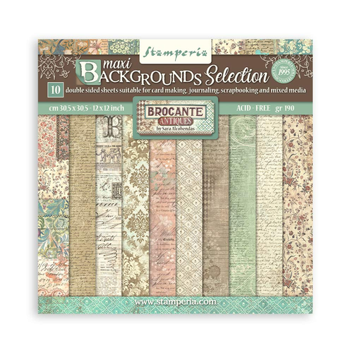 Stamperia - Brocante Antiques - 12x12 Paper Pack "Backgrounds"