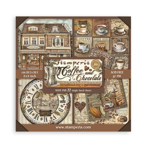 **Pre-Order** Stamperia - Coffee and Chocolate - 8x8 Maxi Paper Pack (22 S/S Sheets) (ETA Beg Nov 25)