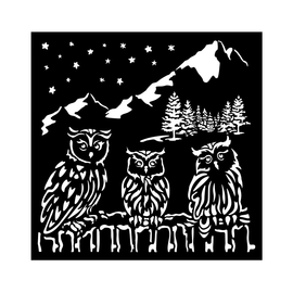 Stamperia - The Owl's House - Stencil 18x18cm - Owls